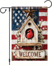 Patriotic 4Th of July Birdhouse Garden Flag 12X18 Double Sided Small Patriotic R