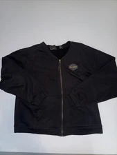 Harley Davidson Women’s Embroidered Black Fleece Zip Up Jacket Extra Large