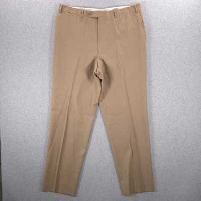 Canali Brown Pure Light Virgin Wool Straight Flat Dress Trouser Pants Mens 36x32