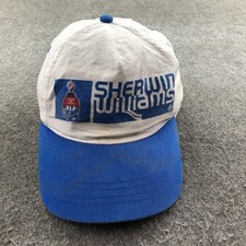 Vintage Sherwin Williams Hat Cap Snap Back Mens One Size Blue White Logo Paint