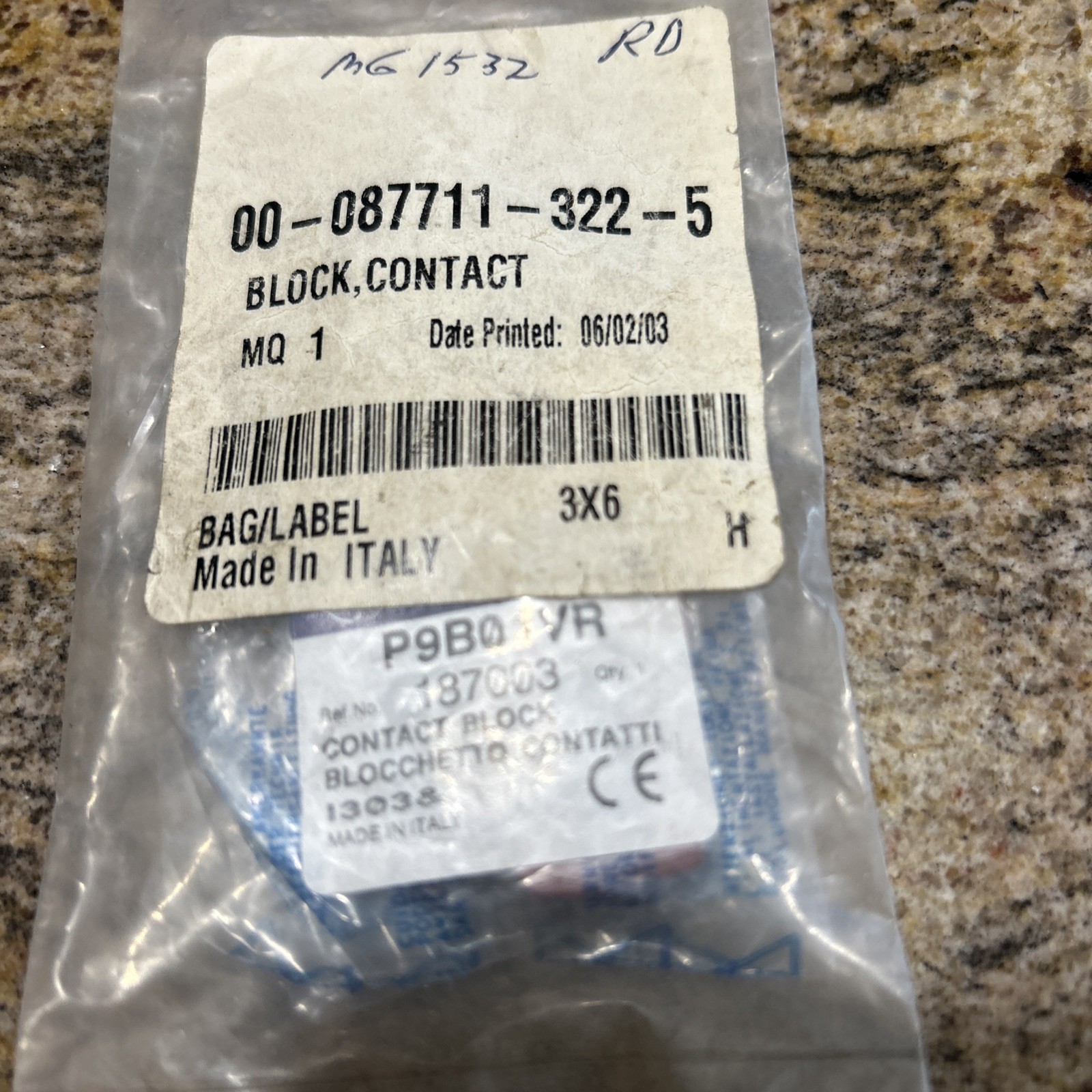 HOBART 00-087711-322-5 contact block P9B01VR NEW OEM