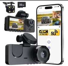 Pro 3 Channel DashCam Front-Rear-Inside 32GB Card Incl 4K 1080P Blackbox DVR NEW
