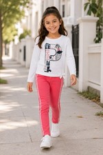 OshKosh B'Gosh Kid Girls' 2-Piece Paris Top Side-Strip Jeggings Set Size 7
