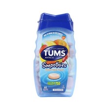 Tums Smoothies Antacid Calcium Supplement Assorted Fruit 60 Each