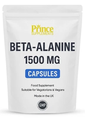 PRINCE SUPPLEMENTS Beta Alanine 1500mg Capsules Muscle Strength Performance Vegan Amino Acids Vegan