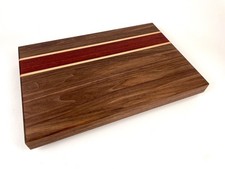 Walnut Padauk Maple Wood Cutting Board Brass Feet Handmade
