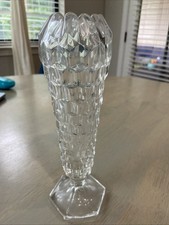 "Florero trompeta pedestal cristal/vidrio corte vidrio transparente 8,5"""