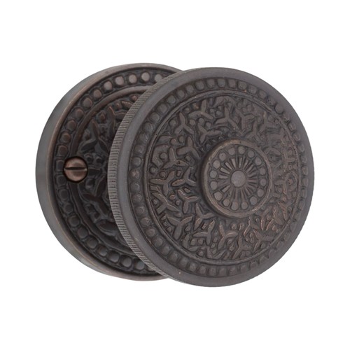 Rice Round Rosette DUMMY Set in Oil Rubbed Bronze -5 Door Knob Choices - Double - Picture 1 of 21