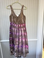 J Crew Linen Maxi Dress Brown Purple Pink Tye Dye Womens 6