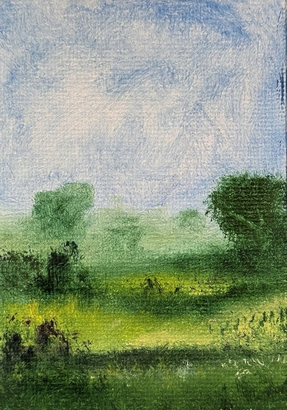 ACEO Original Oil Painting Landscape ATC Art Card Nature Abstract by Emmer Plaxe