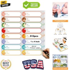512pcs 1 x 4 Inch Baby Milk Bottle Labels to Write On,Freezer Labels Removabl...