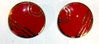 Vintage L. Bott Red Enamel Goldtone Round Stud Earrings Costume Jewelry