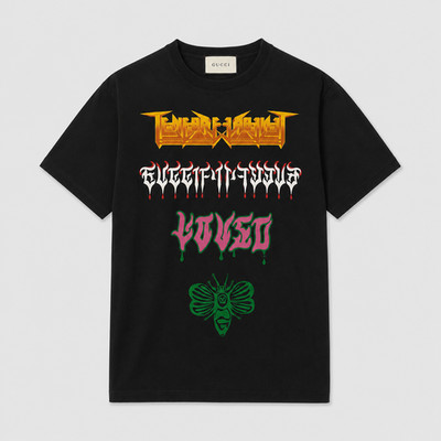 Gucci Black Cotton Graphic T-Shirt ''Loved'' Bee Gothic Print Size M Streetwear