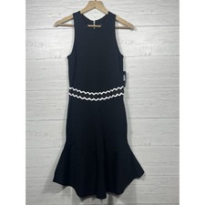 Rachel Rachel Roy Ella Halter Sweater Dress womens medium NEW black white