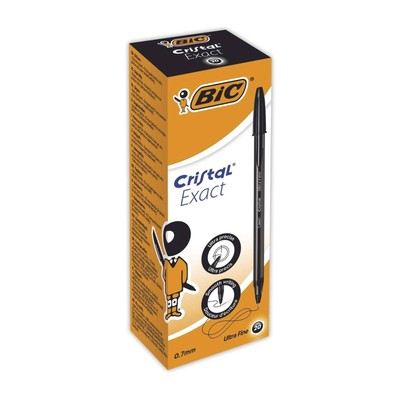 BIC Cristal Exact Kugelschreiber 0,7 mm Spitze 0,28 mm Linie schwarz - 20er Pack (992603)