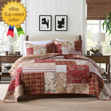 Quilt Set Queen Bedspread Country Farmhouse Cottage Vintage Ditsy Floral Paisley