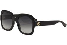Gucci GG0036S 001 Rectangular Square Black Grey 54 mm Women's Sunglasses OBI