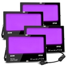 Black Light 80W Blacklight Flood Light Outdoor for Glow Party, Halloween Deco...