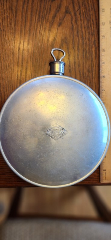 Antique WWI era MATCHLESS Pure Aluminum canteen , pat. May 4, 1915