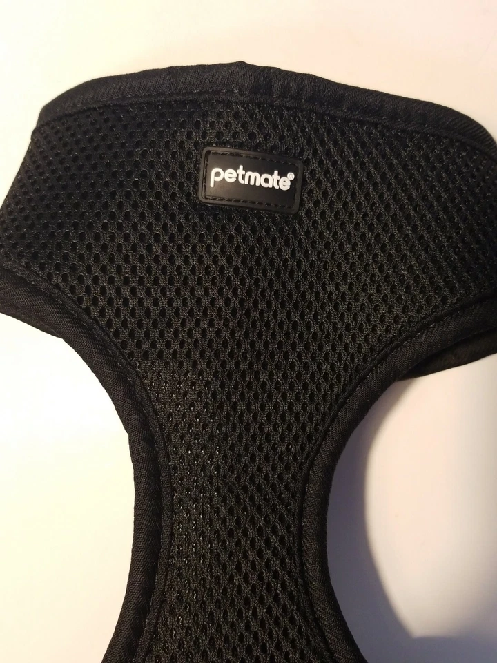 Correa de malla suave transpirable anillo en D arnés de cinturón negro chaleco de seguridad perro compañero de mascota mediano Foto 2 de 4