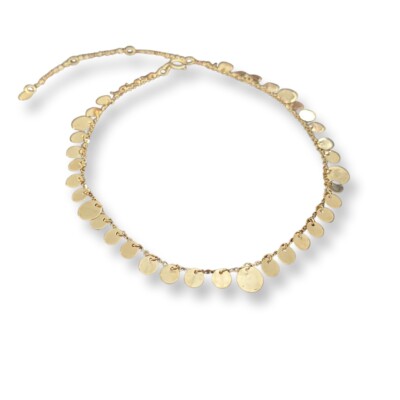 Pure 18k Gold Fancy Disk charm Yellow Real Gold Anklet Adjustable 10  Inches Australia