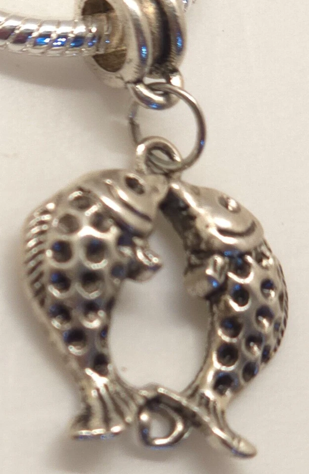 Pulseira Berloque de Prata 8" Dois Peixes de Peixes - Imagem 4 de 4