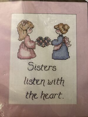 JANLYNN 133-01 ''SISTERS LISTEN WITH THE HEART'' COUNTED CROSS STITCH KIT USA 1992