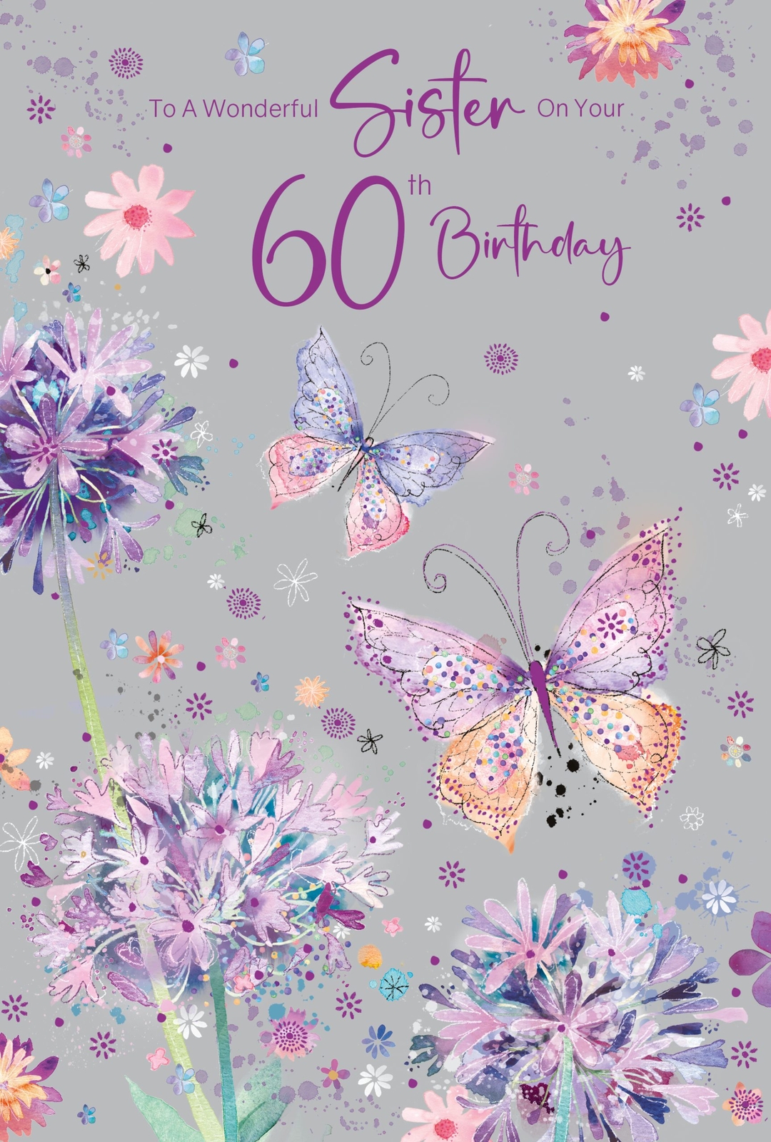 Sister 60th Birthday Card Female - Foil Finish - Cherry Orchard - 6"" x 9""