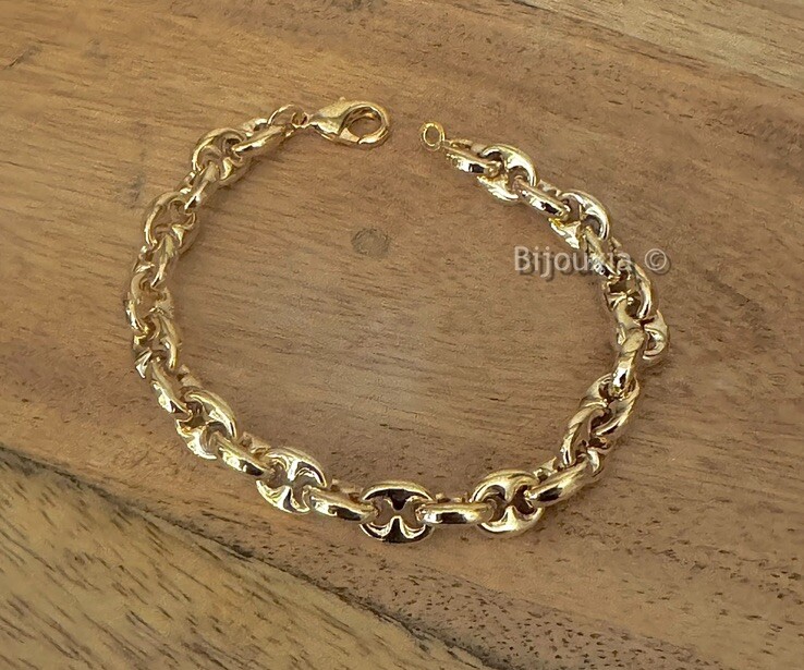 Bracelet maille grain de café en plaqué or 19.5cm, le cadeau mixte précieux pour marquer un événement
