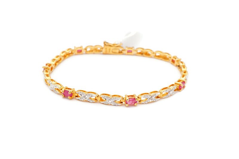 Ross Simons Ruby Diamond Bracelet Gold Plated Ste… - image 1