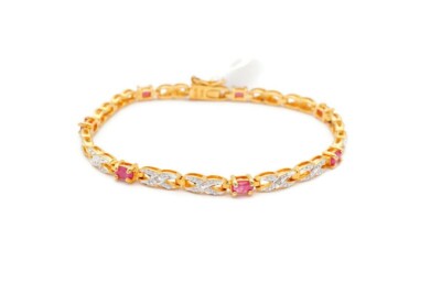 Ross Simons Rubin Diamant Armband vergoldet Sterlingsilber 925 7,25'' A1