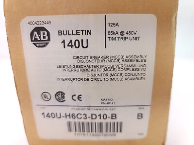 ALLEN BRADLEY Circuit Breaker 140U-H6C3-D10-B Ser B NEW US SUPPLIER12/53/