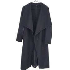 Shinestar Womens Sz L Midi Length Trench Coat Felt Heavy Black Warm