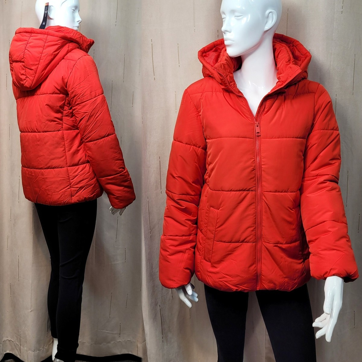 M&S Thermowarmth PADDED PUFFER JACKET with HOOD Size 12 RED