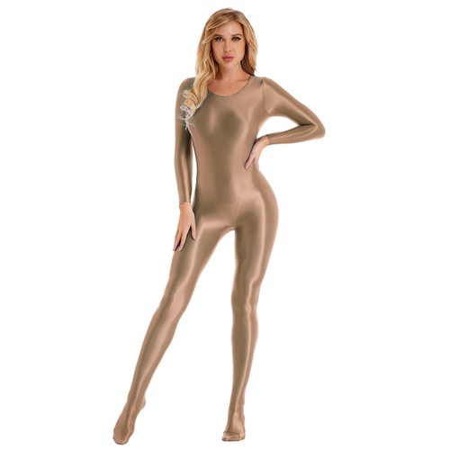 DE Damen Body Overall Einteiler Jumpsuit Langarm Ganzanzug Nylon Strumpfhose - Picture 40 of 66