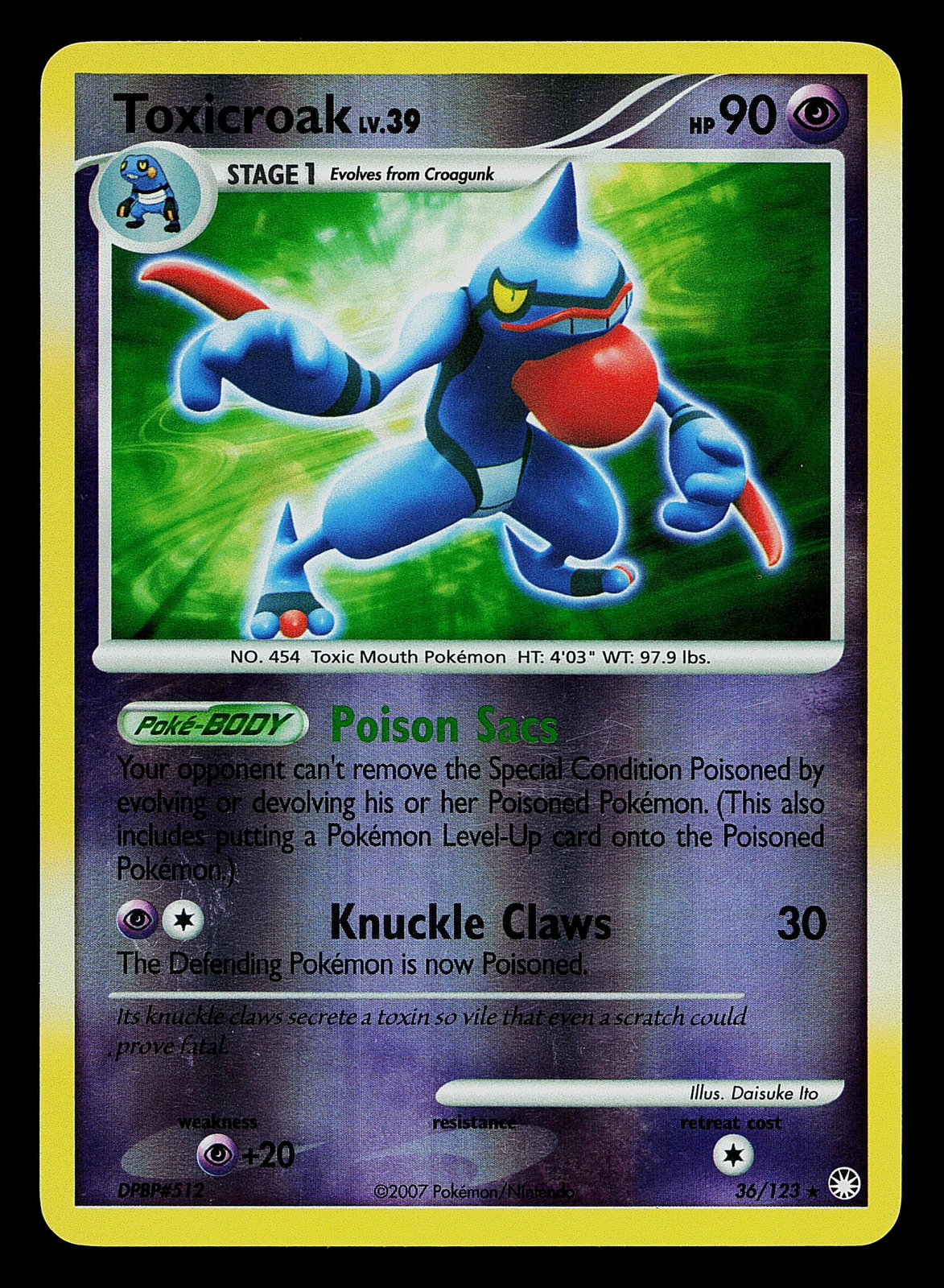 Pokemon Card - Toxicroak Mysterious Treasures 36/123 Reverse Holo Rare