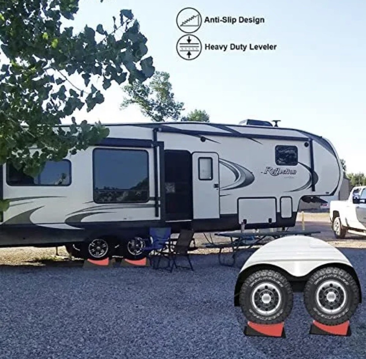 Dual Wheel Chocks 4-Pack Heavy Duty Rubber Wheel Chocks With Rope ...
