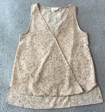 Olive And Oak Womens Beige Sleeveless V Neck Top Size S
