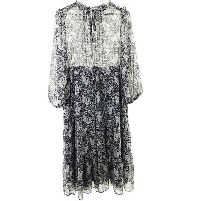 MNG MANGO dress maxi dress flounce beige black transparent size M 38 
