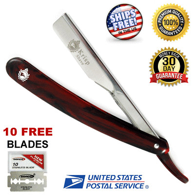 10 BLADES + BARBER CUT THROAT SHAVETTE STRAIGHT EDGE SHAVING RAZOR NAVAJA RM