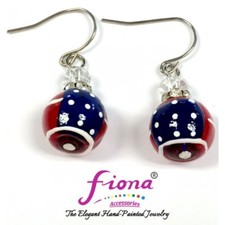 RED WHITE BLUE Earring USA Flag American Patriotic Beaded Women Dangle Earrings