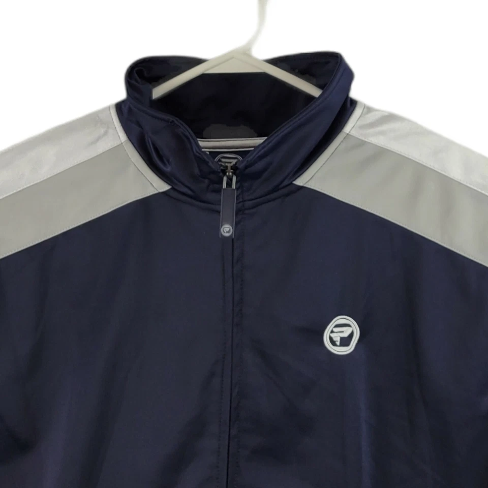 Jaqueta de aquecimento Protege masculina tamanho grande azul manga longa corta-vento zíper completo - Imagem 2 de 4