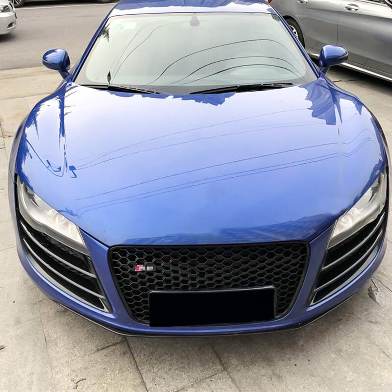 For 2007-2013 Audi R8 Front Henycomb Grille Gloss Black Mesh Upper Grill