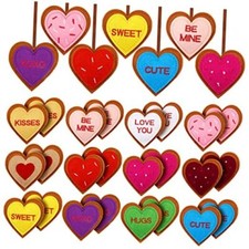 24 Pieces Valentine's Day Felt Heart Shaped Ornaments Red Felt Heart