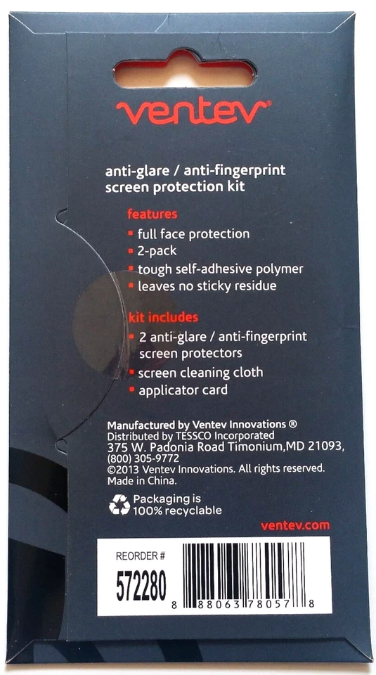 HTC One M7 Anti-Glare Anti-Fingerprint Ventev Screen Protector Pack of 2 - New - Image 3 of 4