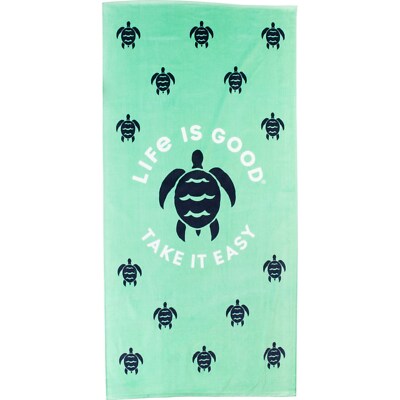 Life Is Good Beach Take It Easy Turtle Green Beach Towel 36x68