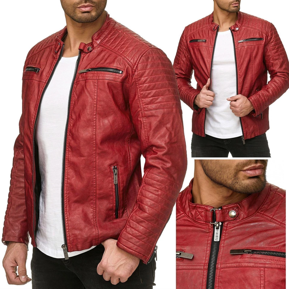 Redbridge Herren Jacke Kunst- Lederjacke Bikerjacke Biker Übergangsjacke M6028 R