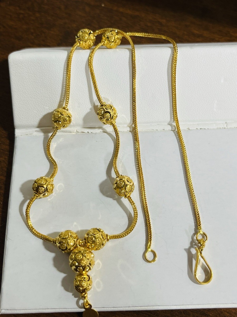 Real 22K 916 Yellow Saudi Fine Gold 17-18 Women’s Ball Necklace 