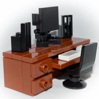 Lego Furniture: Computer Desk (brown) - Desk Monitor Speakers Chair Keyboard ... on sale Lego Furniture: Computer Desk (brown) - Desk Monitor Speakers Chair Keyboard ... on sale