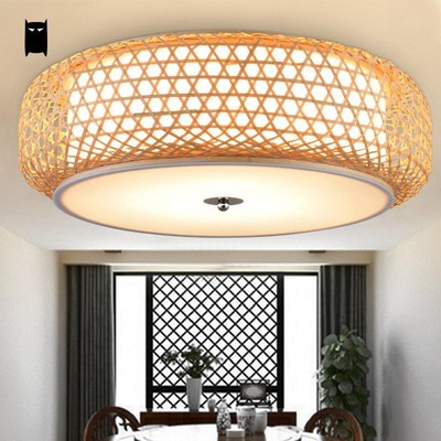 Bamboo Wicker Rattan Shade Pendant Light Fixture Asian Ceiling